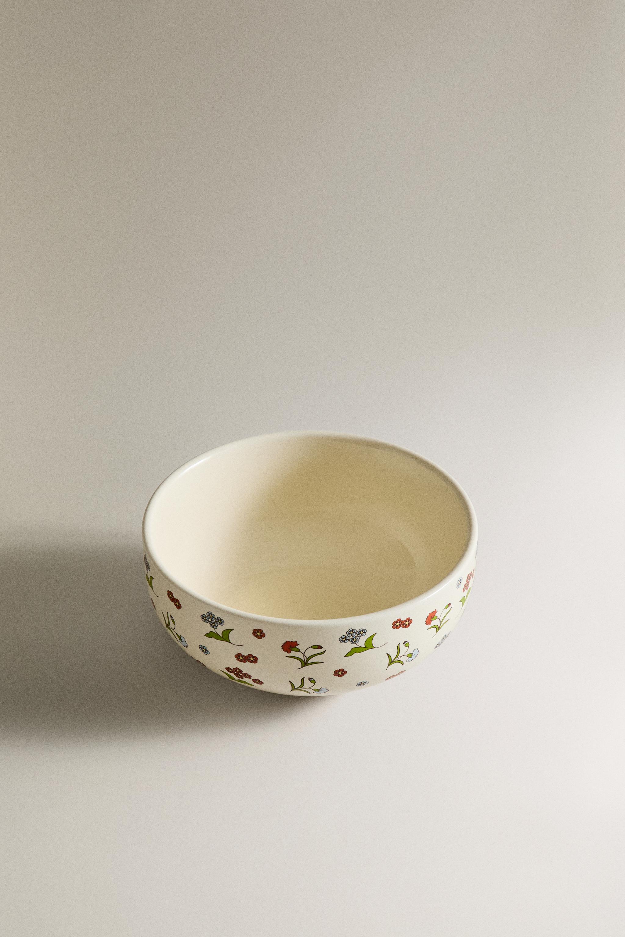 KIDS' FLORAL STONEWARE BOWL